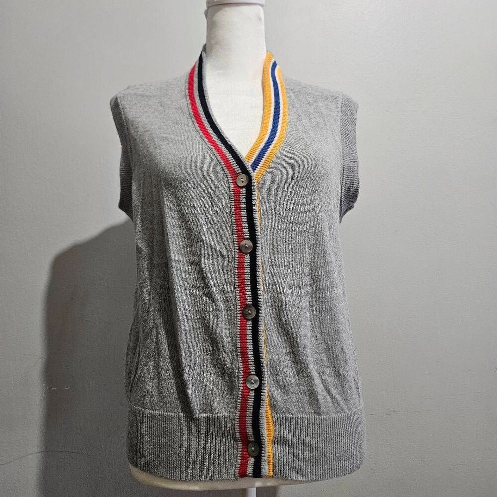 Minnie Rose Womens Short Sleeve Cardigan Sweater Gray Silver Size S